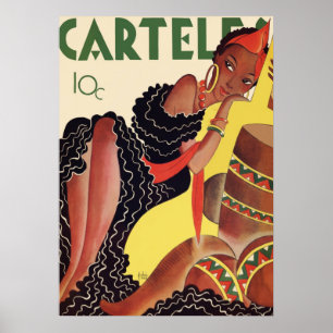 Vintage-Art Deco-Plakat Frau – 1920er Jaz Poster