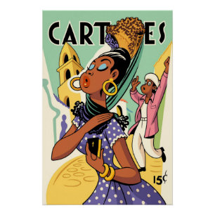 Vintage-Art Deco-Plakat Frau – 20er Jahre Jazz Poster