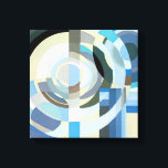 Vintage Art Deco Pochoir Jazz Geometrische Formen Leinwanddruck<br><div class="desc">Vintage Illustrationskunst Deko Jazz pochoir geometrische Tapete Muster von Edouard Benedictus. Pochoir ist eine Schablonentechnik, die in surrealistischen Malereien üblich ist. Ein elegantes und elegantes Kubismus-Design mit Kreisen, Polygone, geometrischen Formen in coolen oder kalten Farbtönen in verschiedenen Blautönen von hell bis dunkel. Ein modernes und ausgeklügeltes Design macht ein großartiges...</div>