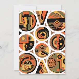Vintage Art Deco Pochoir Jazz geometrische Kreise
