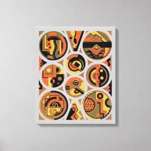 Vintage Art Deco Pochoir Jazz Geometrische Kreise Leinwanddruck