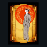 Vintage Art Deco Poster<br><div class="desc">Vintages Art Deco Design - Elegante Dame mit dekorativem Hintergrund.</div>