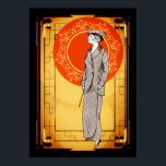 Vintage Art Deco Poster<br><div class="desc">Vintages Art Deco Design - Elegante Dame mit dekorativem Hintergrund.</div>