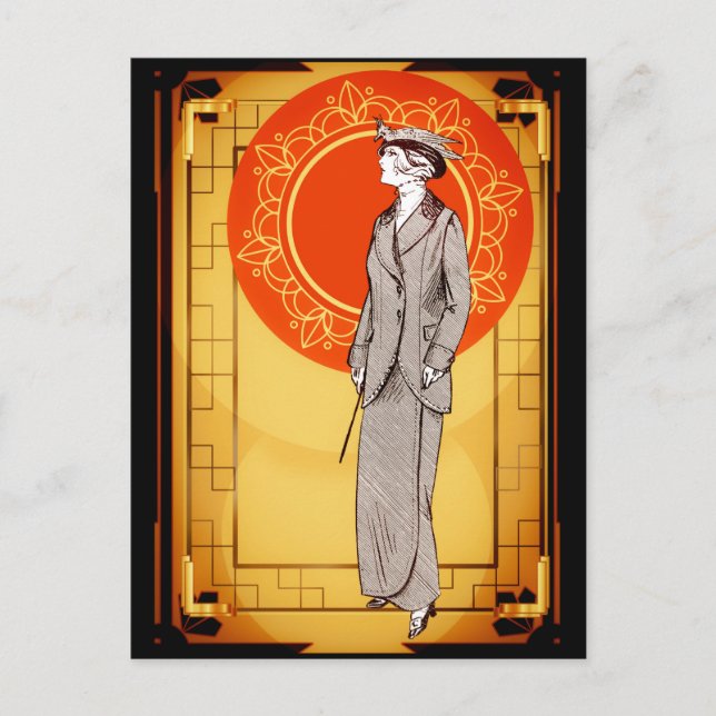 Vintage Art Deco Postkarte (Vorderseite)