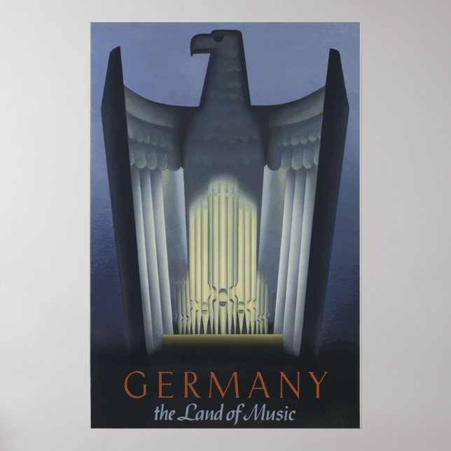 Vintage Art Deco Reise Deutschland Adler Poster (Vorne)