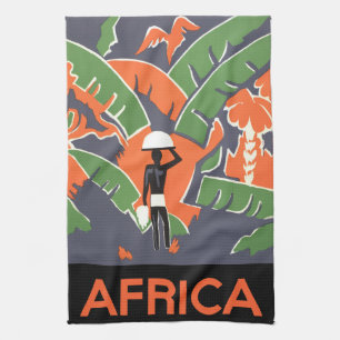 Vintage Art Deco Reise, Einheimischer im afrikanis Geschirrtuch