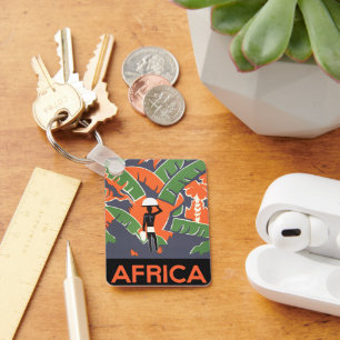 Vintage Art‑Deco‑Reise, Einheimischer im afrikanis Schlüsselanhänger
