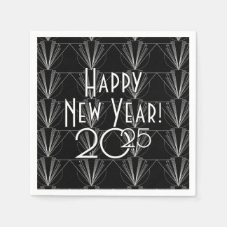 Vintage Art Deco Schwarz-Weiß-Geometrisch Serviette