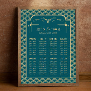 Vintage Art Deco Sitzordnung für Hochzeit im Stil Poster