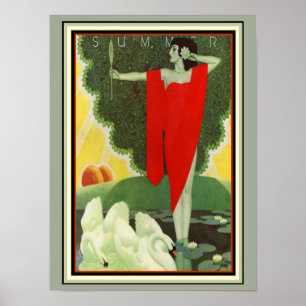 Vintage-Art-Déco-"Sommer"-Poster 30 x 40 cm Poster