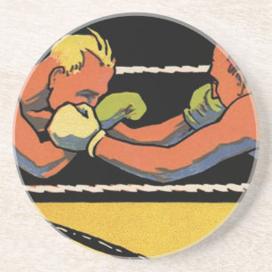 Vintage-Art-Deco-Sportboxen, Boxer beim Schlagen Getränkeuntersetzer