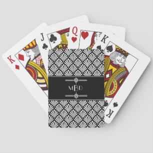 Vintage Art Deco Stil Schwarz-Weiß Spielkarten