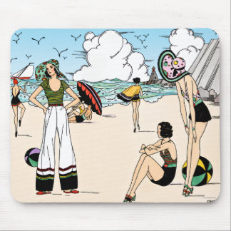 Vintage-Art-Déco-Strandillustration 1920er Küste Mousepad