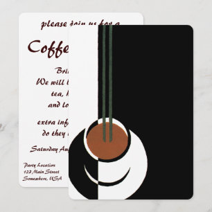 Vintage Art Deco, Tasse Kaffee mit Dampf Einladung