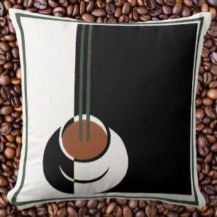 Vintage Art Deco, Tasse Kaffee mit Dampf Kissen