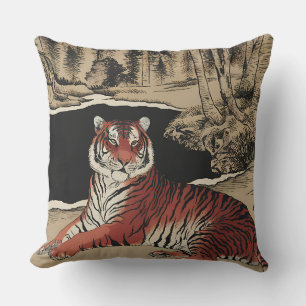 Vintage-Art-Déco-Tiger-Wurfkissen Kissen