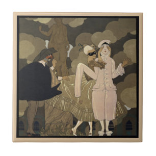 Vintage Art Deco, Überraschung von George Barbier Fliese