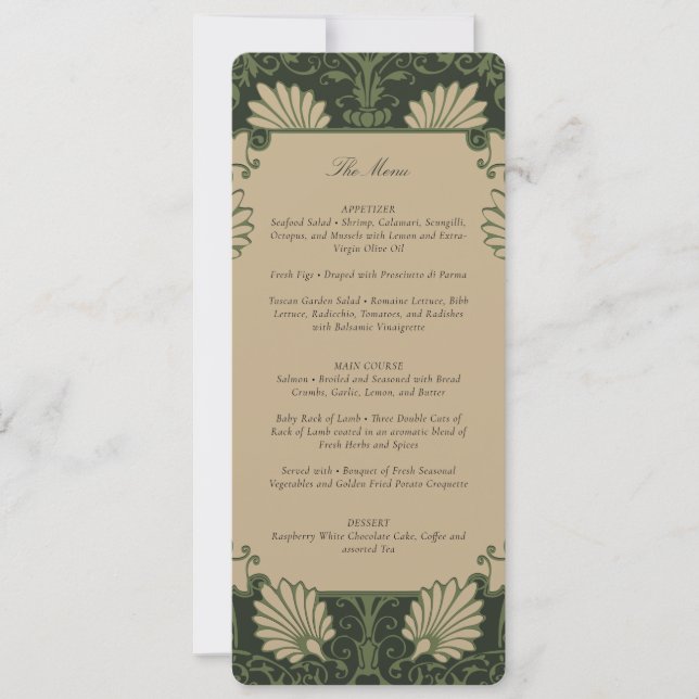 Vintage Art Deco Wedding Menu Card Einladung (Vorderseite)