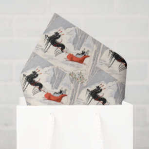Vintage-Art-Déco-Weihnachts-Schlittenfahrt  Seidenpapier