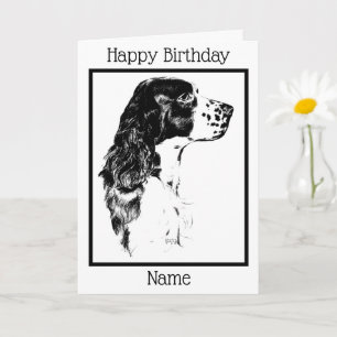 Vintage Art English Springer Spaniel Geburtstag Karte