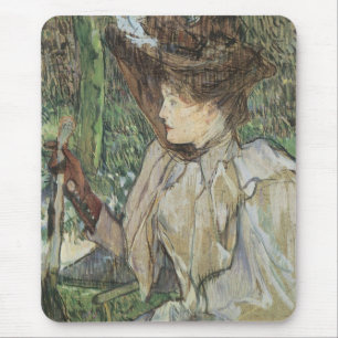 Vintage Art, Frau mit Handschuhen von Toulouse Lau Mousepad