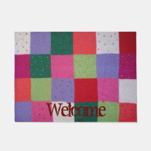 Vintage Art gestrickter bunter Entwurf des Fußmatte