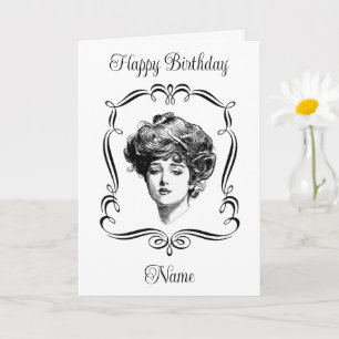 Vintage Art Gibson Girl personalisierter Geburtsta Karte