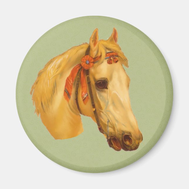 Vintage Art Horse Head Zeichnend Magnet (Vorne)