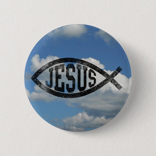 Vintage Art-Jesus-Fische Ichthys Button (Vorderseite)