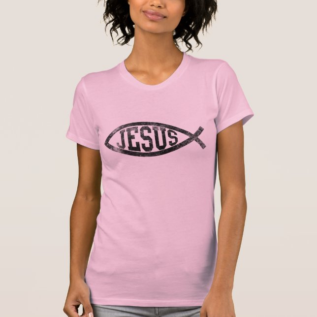 Vintage Art-Jesus-Fische Ichthys T-Shirt (Vorderseite)