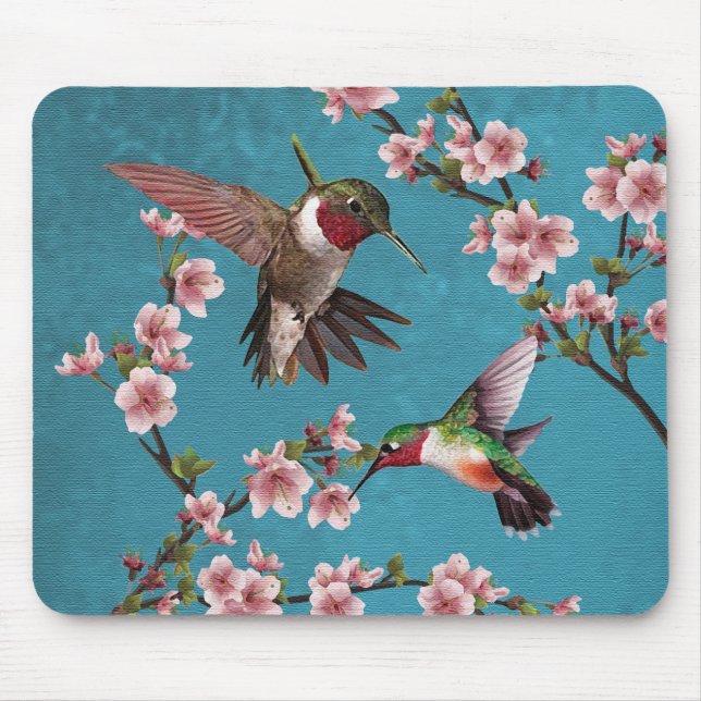 Vintage Art-Kolibri-Malerei Mousepad (Vorne)