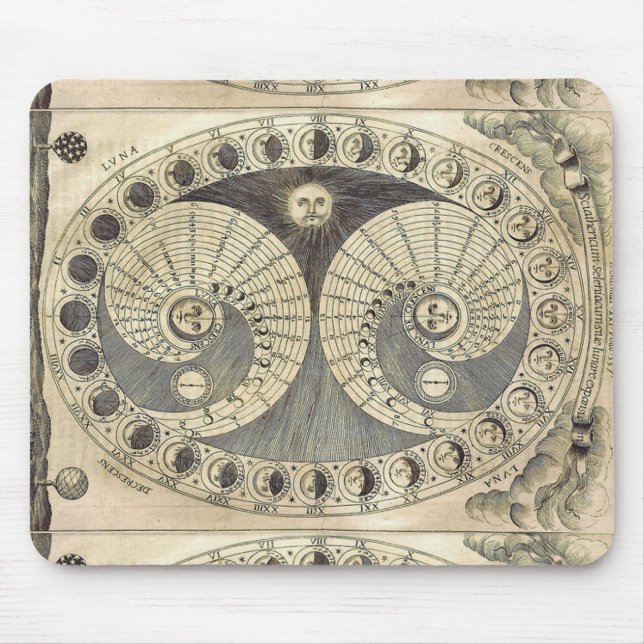 Vintage Art Montag - Mondphasen Mousepad (Vorne)
