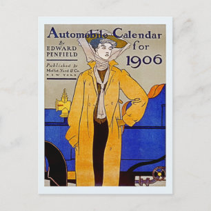 Vintage-Art-Nouveau-Automobilkalender 1906 Postkarte