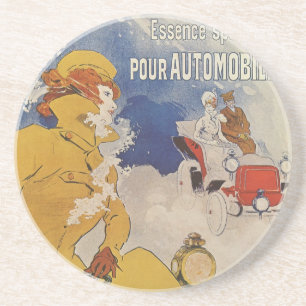 Vintage Art Nouveau, Benzo Moteur von Jules Cheret Untersetzer