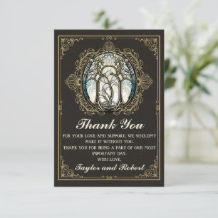 Vintage Art Nouveau Bleiglas Dankeskarte
