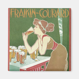 Vintage Art Nouveau Brasserie Fraikin-Courard Bier Magnet
