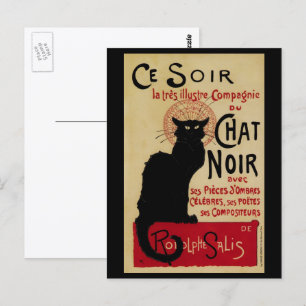 Vintage Art Nouveau, Ce Soir Chat Noir Schwarze Ka Postkarte