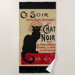 Vintage Art Nouveau, Ce Soir Chat Noir Schwarze Ka Strandtuch