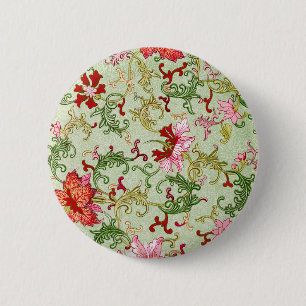 Vintage Art Nouveau Chinesische Blumenmuster Chino Button