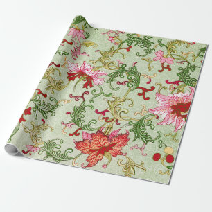 Vintage Art Nouveau Chinesische Blumenmuster Chino Geschenkpapier