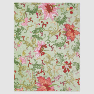 Vintage Art Nouveau Chinesisches Blumenmuster Chin Seidenpapier