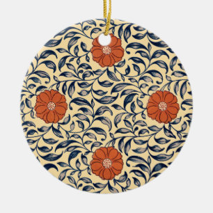Vintage Art Nouveau Chinesisches Pfingstrosen-Blum Keramik Ornament