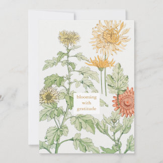 Vintage Art nouveau Chrysanthemum Carte de remerci
