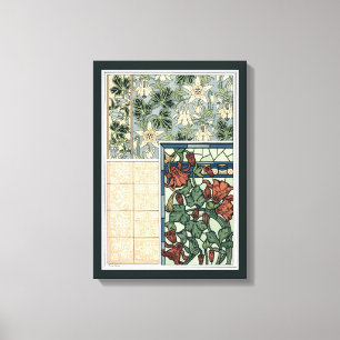 Vintage Art Nouveau, Columbine Aquilegia Blumen Leinwanddruck
