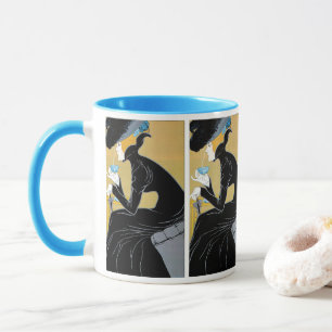 Vintage Art Nouveau, Dame trinkt Marco Polo Tee Tasse