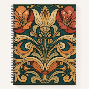 Vintage Art Nouveau Deco Majolika Blumenkunst Hand Notizbuch