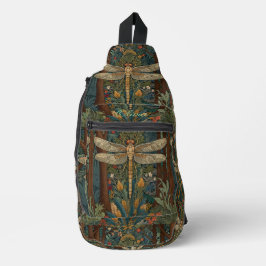 Vintage Art Nouveau Dragonfly boho Monogramm Crossbody Bag