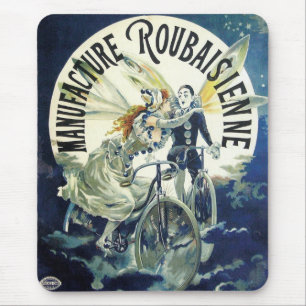 Vintage Art Nouveau Feen, Fahrrad Pierrot Mond Mousepad