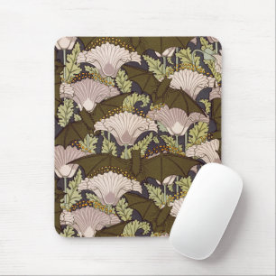 Vintage Art Nouveau Fledermaus und Mohn Blumenmust Mousepad