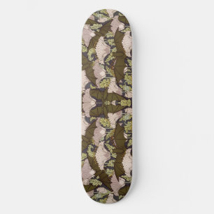 Vintage Art Nouveau Fledermaus und Mohn Blumenmust Skateboard